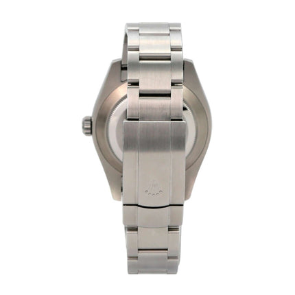 Rolex Oyster Perpetual Air-King 116900, seitliche Ansicht des Edelstahlgehäuses und Armbands.