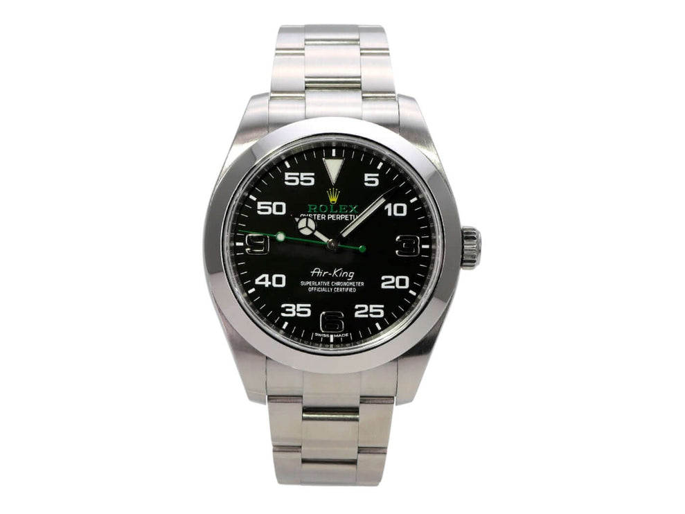 Rolex Oyster Perpetual Air-King 116900 Uhr mit schwarzem Zifferblatt und Edelstahlgehäuse