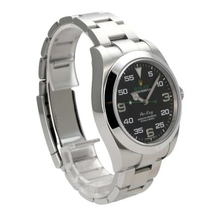 Rolex Oyster Perpetual Air-King 116900 in Edelstahl mit schwarzem Zifferblatt und automatischem Werk.