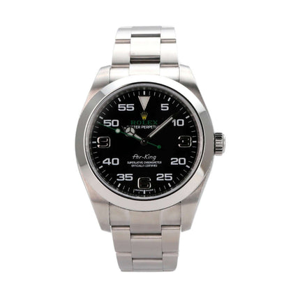 Rolex Oyster Perpetual Air-King 116900, Edelstahlgehäuse, schwarzes Zifferblatt, Automatikwerk, 40 mm Durchmesser.