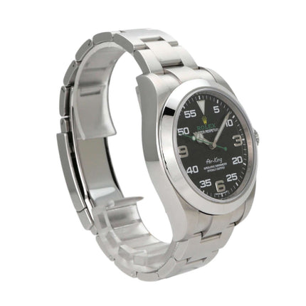 Rolex Oyster Perpetual Air-King 116900, Edelstahl, schwarzes Zifferblatt, leuchtende Ziffern, 40 mm Gehäuse.