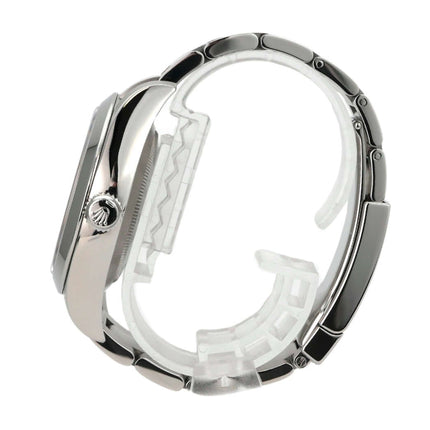 Rolex Oyster Perpetual Air-King 116900 seitliche Ansicht des Edelstahlgehäuses und Armbands.