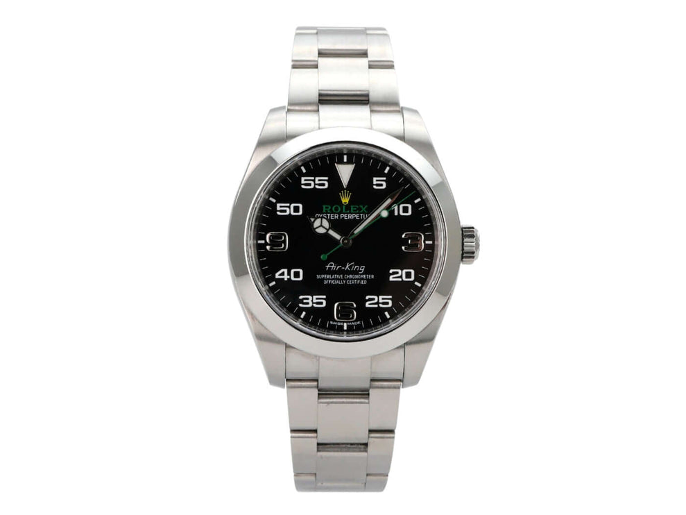 Rolex Oyster Perpetual Air-King 116900 mit schwarzem Zifferblatt und Edelstahlarmband