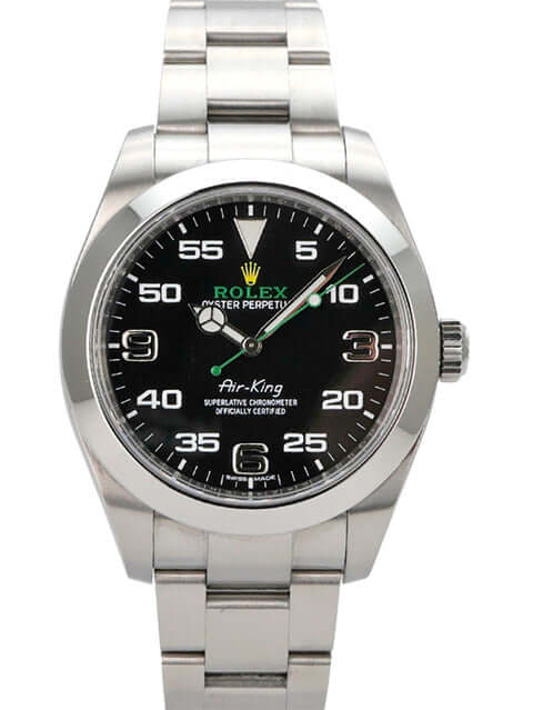 Rolex Oyster Perpetual Air-King 116900 mit schwarzem Zifferblatt und Edelstahlarmband