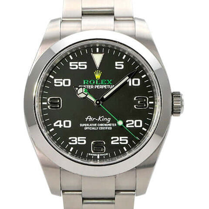 Rolex Oyster Perpetual Air-King 116900 Armbanduhr mit schwarzem Zifferblatt und Edelstahlarmband