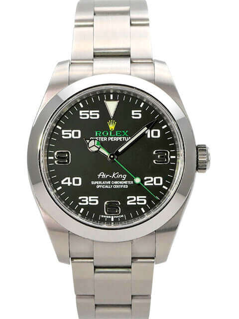 Rolex Oyster Perpetual Air-King 116900 Armbanduhr mit schwarzem Zifferblatt und Edelstahlarmband