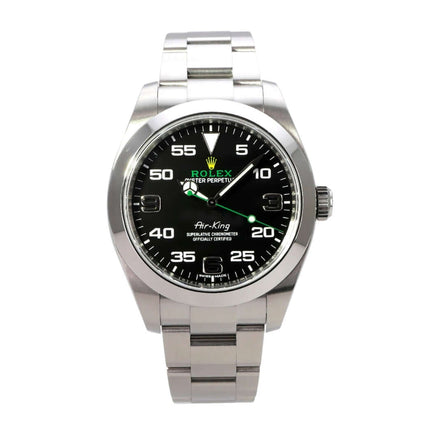 Rolex Oyster Perpetual Air-King 116900 mit schwarzem Zifferblatt und Edelstahlarmband
