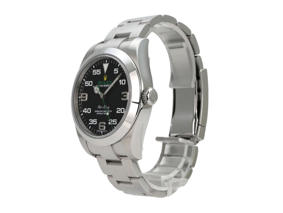 Rolex Oyster Perpetual Air-King 116900, Edelstahlarmband, schwarzes Zifferblatt, Automatikwerk.