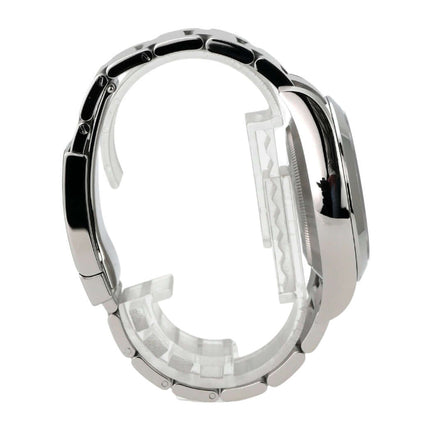 Rolex Oyster Perpetual Air-King 116900 seitliche Ansicht des Edelstahl-Armbands mit Faltschließe.