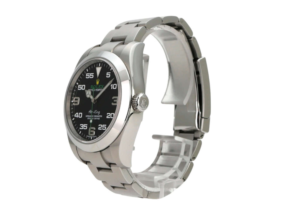 Rolex Oyster Perpetual Air-King 116900 Edelstahlarmband mit schwarzem Zifferblatt und Leuchtziffern