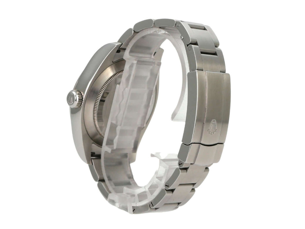 Rolex Oyster Perpetual Air-King 116900 Gehäuse und Armband aus Edelstahl, detailierte Seitenansicht.