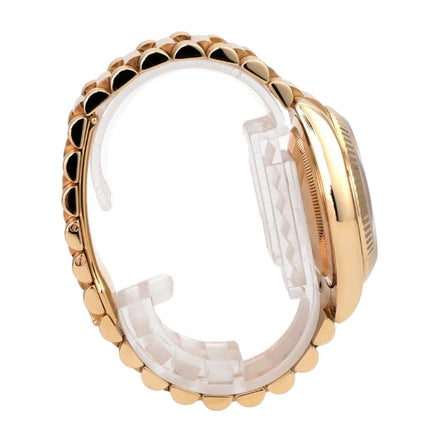Rolex Day-Date 36 Gelbgold 118238 Champagner Diamant, Ansicht von der Seite mit Präsident-Armband aus 18 kt Gelbgold.