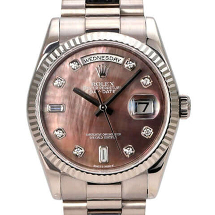 Rolex Day-Date 36 118239 Weißgold Perlmutt Diamant, Luxus-Armbanduhr mit Präsident Armband und Diamant-Zifferblatt