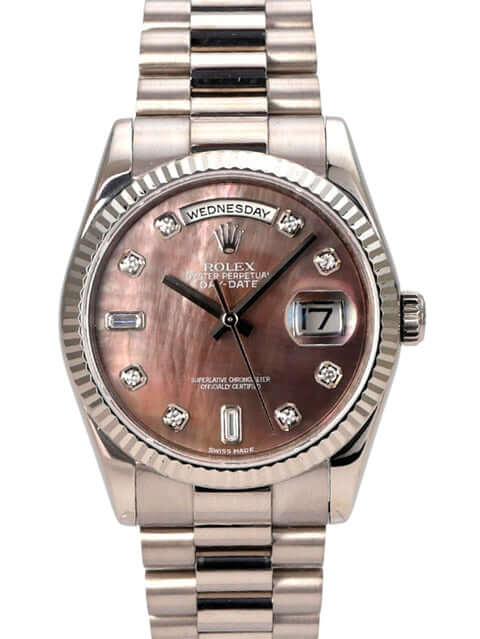 Rolex Day-Date 36 118239 Weißgold Perlmutt Diamant, Luxus-Armbanduhr mit Präsident Armband und Diamant-Zifferblatt