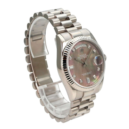 Rolex Day-Date 36 118239 Weißgold Perlmutt Diamant mit Präsident-Armband und Diamantzifferblatt