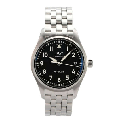 IWC Fliegeruhr Automatik 36 IW324010, Edelstahlgehäuse, schwarzes Zifferblatt, Automatikwerk, elegantes Design.