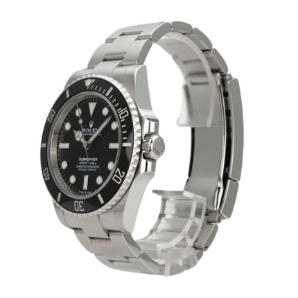 Rolex Submariner 124060 No Date Edelstahlarmband, schwarzes Zifferblatt und drehbare Lünette, 41 mm, Automatikwerk.