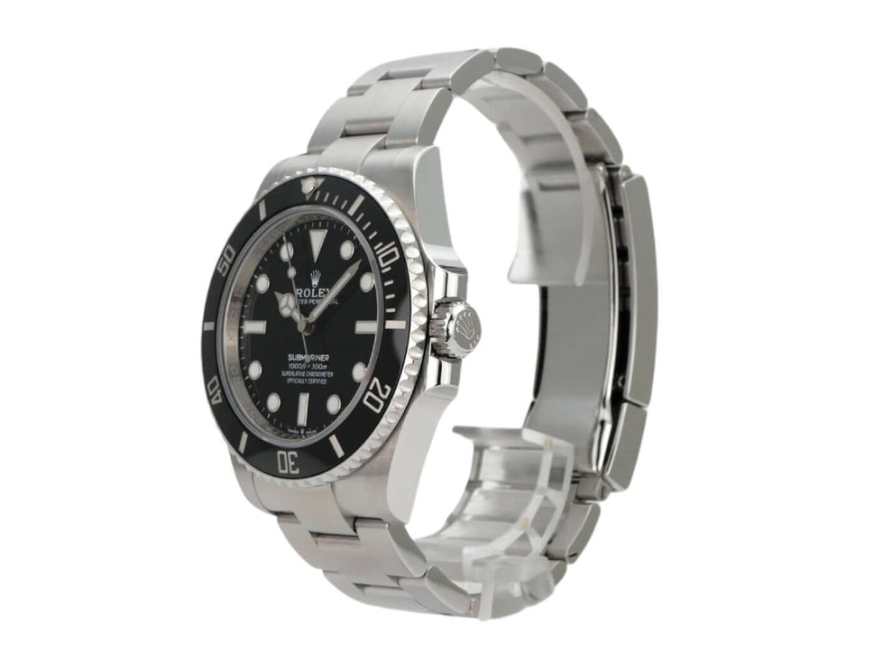 Rolex Submariner 124060 No Date Edelstahlarmband, schwarzes Zifferblatt und drehbare Lünette, 41 mm, Automatikwerk.