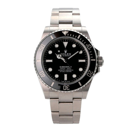 Rolex Submariner 124060 No Date Armbanduhr mit schwarzem Zifferblatt und Edelstahlarmband