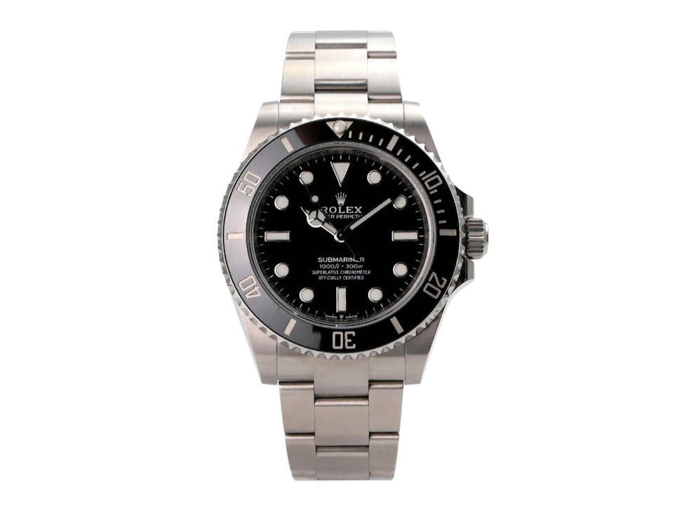Rolex Submariner 124060 No Date Armbanduhr mit schwarzem Zifferblatt und Edelstahlarmband