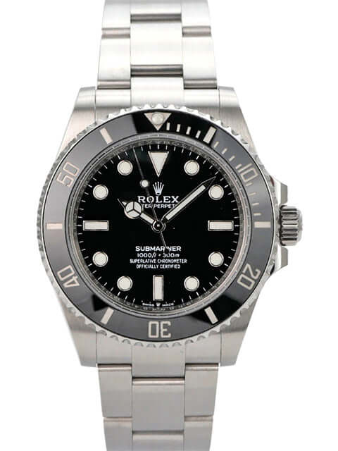 Rolex Submariner 124060 No Date Armbanduhr aus Edelstahl mit schwarzem Zifferblatt und Keramiklünette