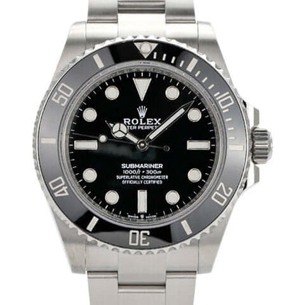 Rolex Submariner 124060 No Date, Edelstahl, schwarzes Zifferblatt, automatisches Kaliber 3230, 41mm Gehäusedurchmesser.