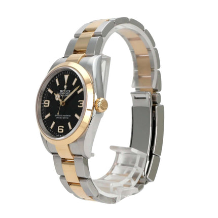 Rolex Explorer 36 Edelstahl Gelbgold 124273 mit schwarzem Zifferblatt und Oyster-Armband