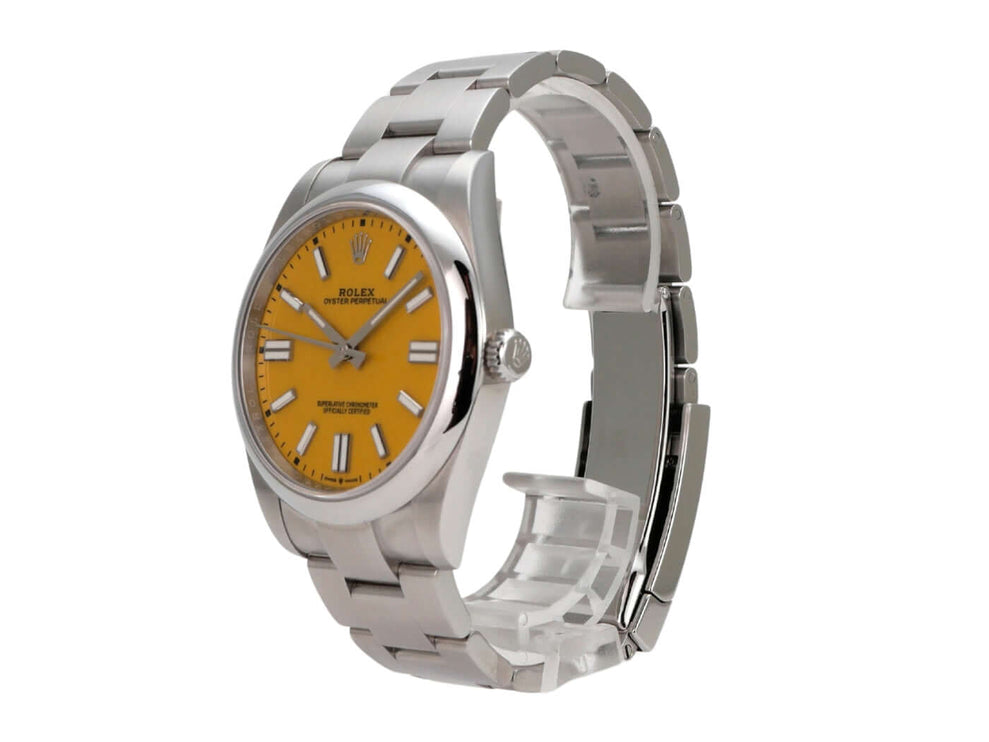 Rolex Oyster Perpetual 41 Ref. 124300 Gelb, gelbes Zifferblatt, Edelstahlgehäuse, Automatik, 41 mm