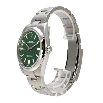 Rolex Oyster Perpetual 41 Ref. 124300 Grün, grüne Zifferblatt-Uhr aus Edelstahl mit Oysterband, 41 mm