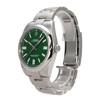 Rolex Oyster Perpetual 41 Ref. 124300 Grün, Edelstahlarmband, grünes Zifferblatt, Automatik, exzellenter Zustand, 2023