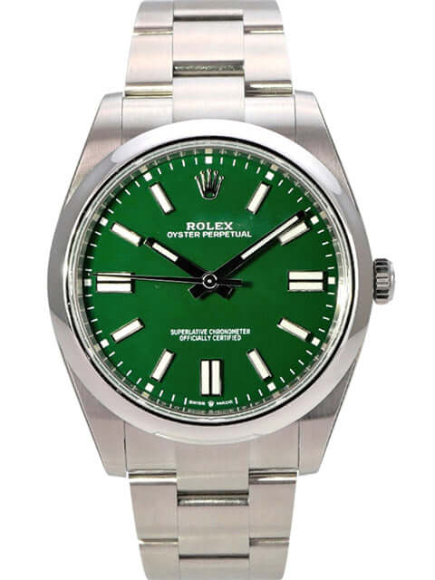 Rolex Oyster Perpetual 41 Ref. 124300 Grün mit grünem Zifferblatt und Edelstahlarmband