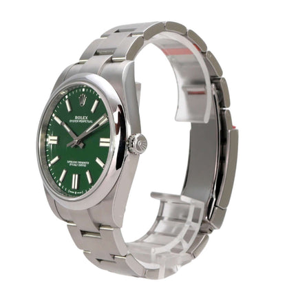 Rolex Oyster Perpetual 41 Ref. 124300 Grün mit grünem Zifferblatt, Edelstahlband und 41-mm-Gehäuse