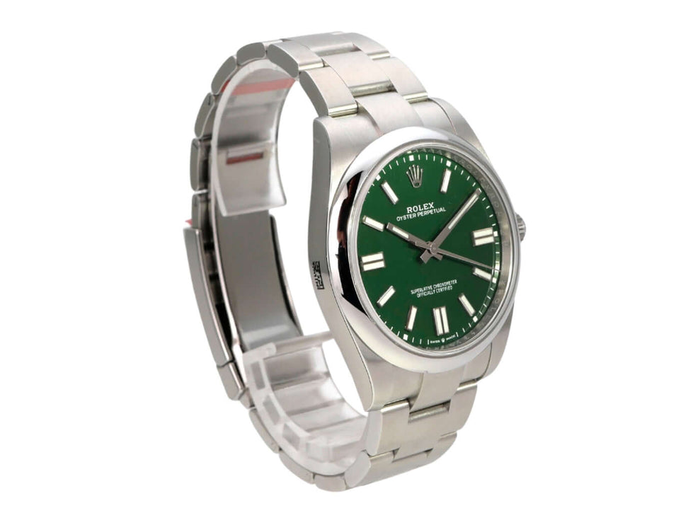 Rolex Oyster Perpetual 41 Ref. 124300 Grün mit grünem Zifferblatt und Edelstahlband