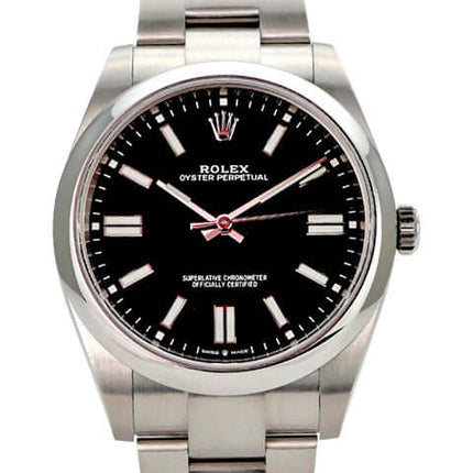 Rolex Oyster Perpetual 41 Ref. 124300 Schwarz mit schwarzem Zifferblatt und Edelstahlband