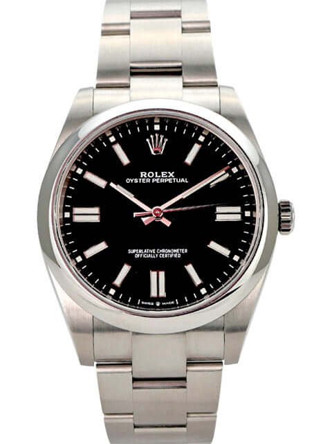 Rolex Oyster Perpetual 41 Ref. 124300 Schwarz mit schwarzem Zifferblatt und Edelstahlband