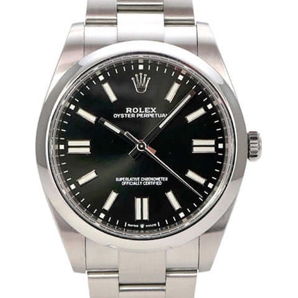 Rolex Oyster Perpetual 41 Ref. 124300 Schwarz mit schwarzem Zifferblatt und Edelstahlband