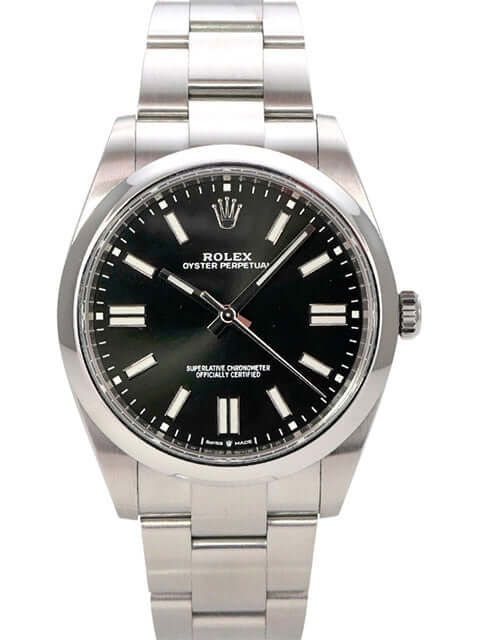 Rolex Oyster Perpetual 41 Ref. 124300 Schwarz mit schwarzem Zifferblatt und Edelstahlband