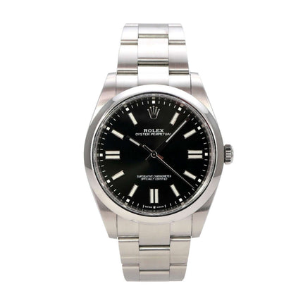 Rolex Oyster Perpetual 41 Ref. 124300 Schwarz Uhr mit schwarzem Zifferblatt und Edelstahlarmband