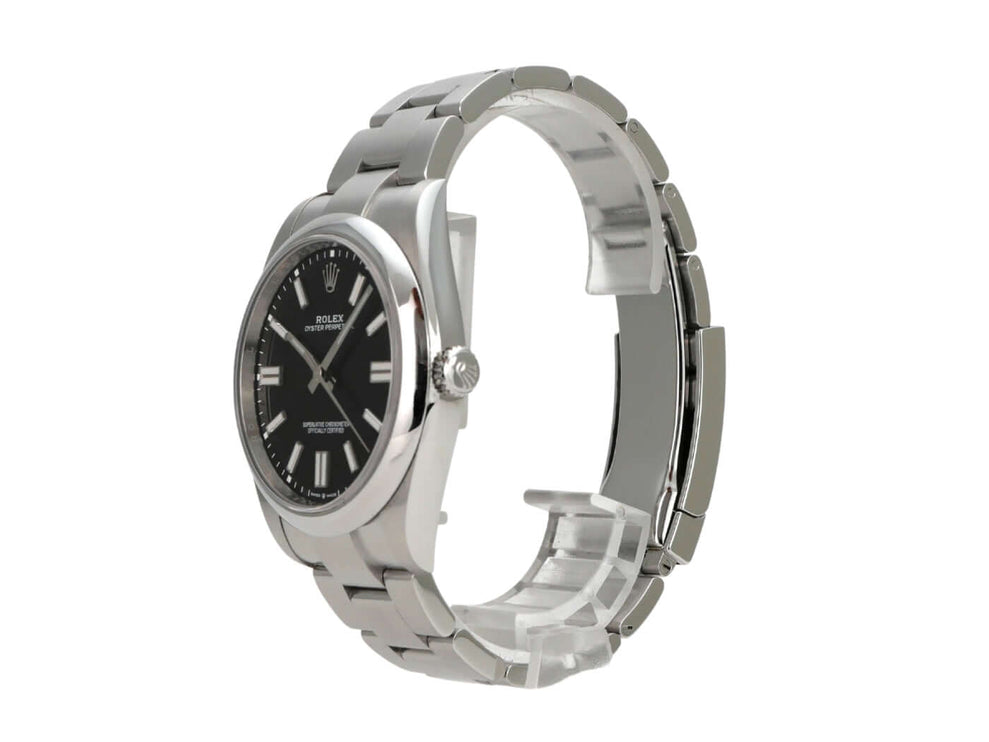 Rolex Oyster Perpetual 41 Ref. 124300 Schwarz mit Edelstahlgehäuse und schwarzem Zifferblatt