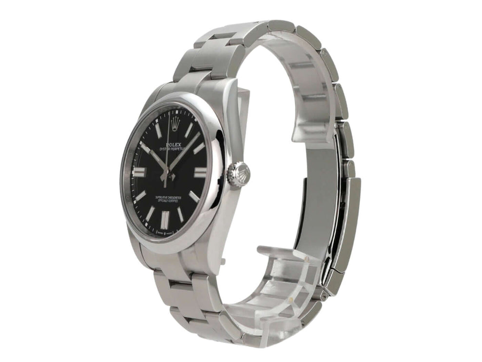 Rolex Oyster Perpetual 41 Ref. 124300 Schwarz, Edelstahl, schwarzes Zifferblatt, Automatik, 2022, sehr guter Zustand.