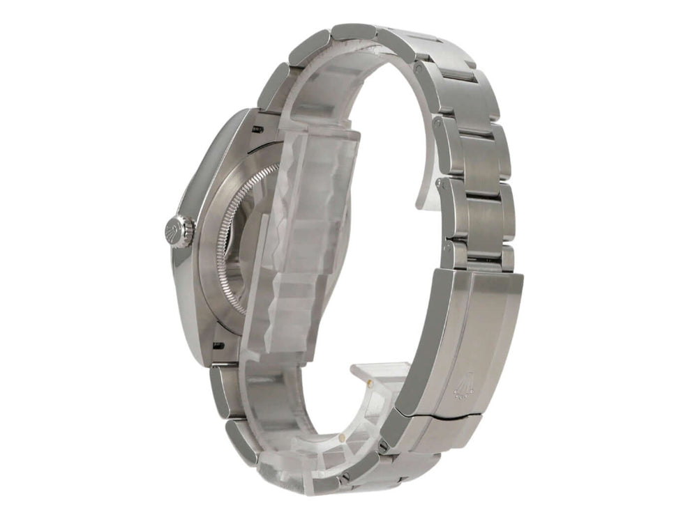 Rolex Oyster Perpetual 41 Ref. 124300 Edelstahl-Uhr mit Faltschließe von der Seite.