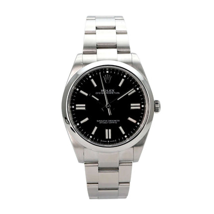 Rolex Oyster Perpetual 41 Ref. 124300 Schwarz mit schwarzem Zifferblatt und Edelstahlband