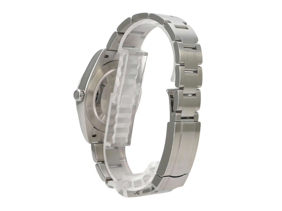 Rolex Oyster Perpetual 41 Ref. 124300 Schwarz seitliche Ansicht mit Edelstahlband und Gehäuse aus 2023