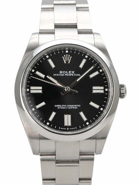 Rolex Oyster Perpetual 41 Ref. 124300 Schwarz mit schwarzem Zifferblatt und Oyster Edelstahlband.