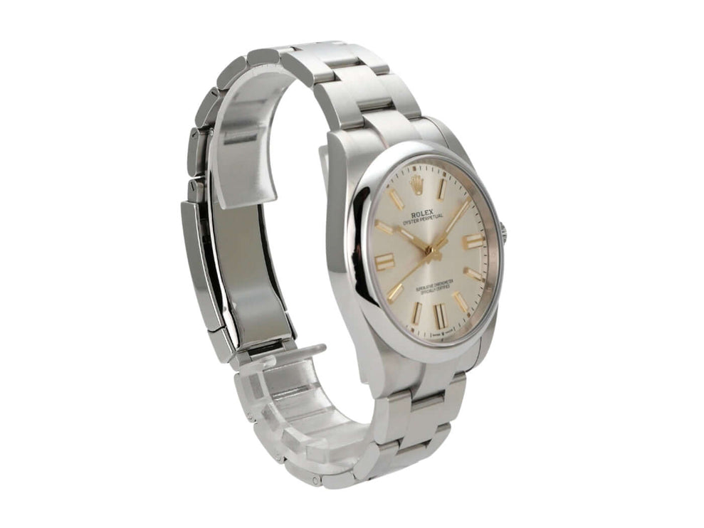 Rolex Oyster Perpetual 41 Ref. 124300 Silber - Edelstahl Uhr mit silbernem Zifferblatt und Automatikwerk