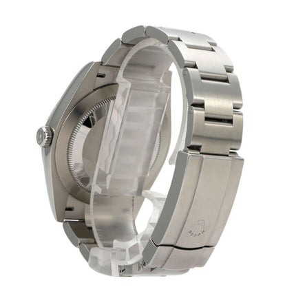 Rolex Oyster Perpetual 41 Ref. 124300 Silber, Ansicht der Uhr mit Edelstahlgehäuse und Band.