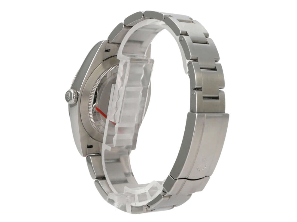 Rolex Oyster Perpetual 41 Ref. 124300 Silber Armband und Gehäuse aus Edelstahl, Seitenansicht der Uhr.