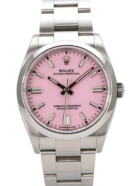 Rolex Oyster Perpetual 36 126000 Candy Pink mit pinkfarbenem Zifferblatt und Edelstahlarmband