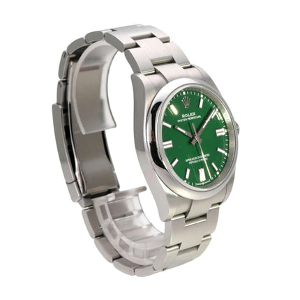 Rolex Oyster Perpetual 36 Ref. 126000, grüne Zifferblatt, Edelstahlgehäuse, Automatikuhr, sehr guter Zustand.