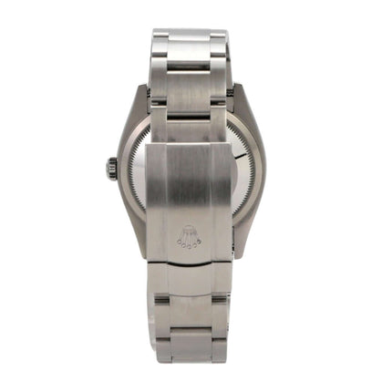 Rolex Oyster Perpetual 36 Ref. 126000 Edelstahl Gehäuse und Armband von hinten, poliert und satiniert.